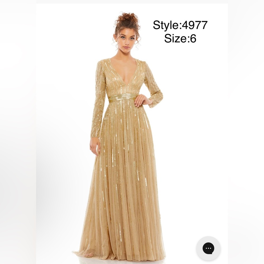 Long sleeve sequined A-line gown